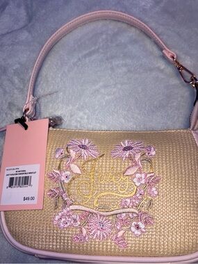 Juicy Couture Pink Trim Floral Embroidered purse